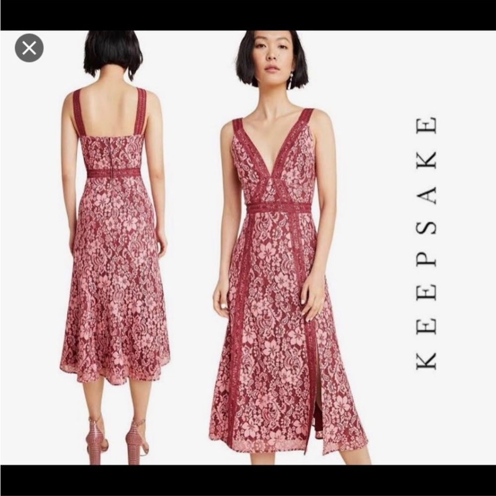 Anthropologie Keepsake red lace midi dress XXSP